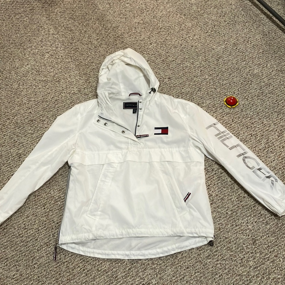TOMMY HILFIGER White Rain Windbreaker Casual Jacket size S